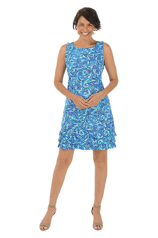 Weekend Deals to Make You Smile Silver Blue Roses UPF50+ Ruffle Dress