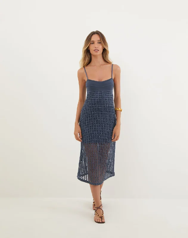 Weekend Savings Galore Tidsy Midi Dress - Bayside