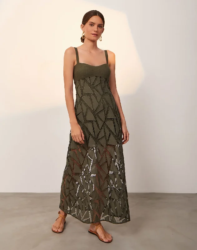 Weekend Savings Bonanza Eleni Long Dress - Evergreen
