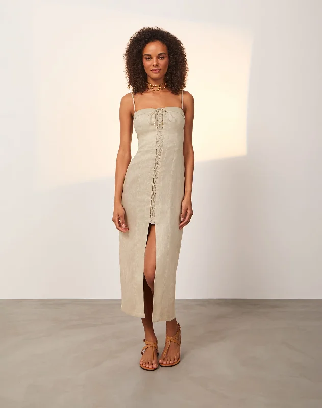 Weekend Savings Bonanza Rubia Midi Dress - Natural