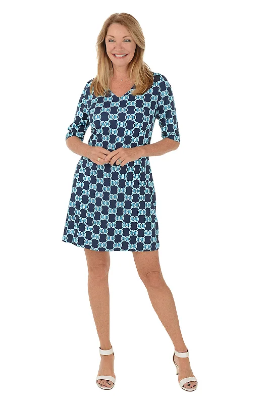Unmissable Offer Blue Double Medallion V-Neck UPF50+ Dress