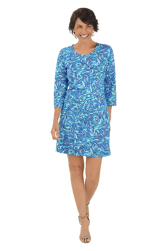 Weekend Specials to Cherish Silver Blue Roses UPF50+ Travel Dress