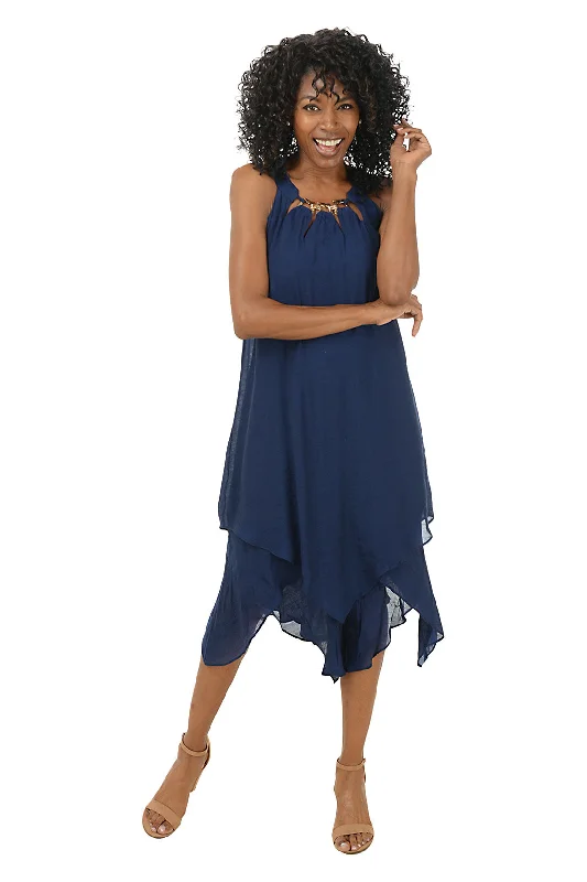 Extra Discount Triple Chain Neck Sleeveless Dress