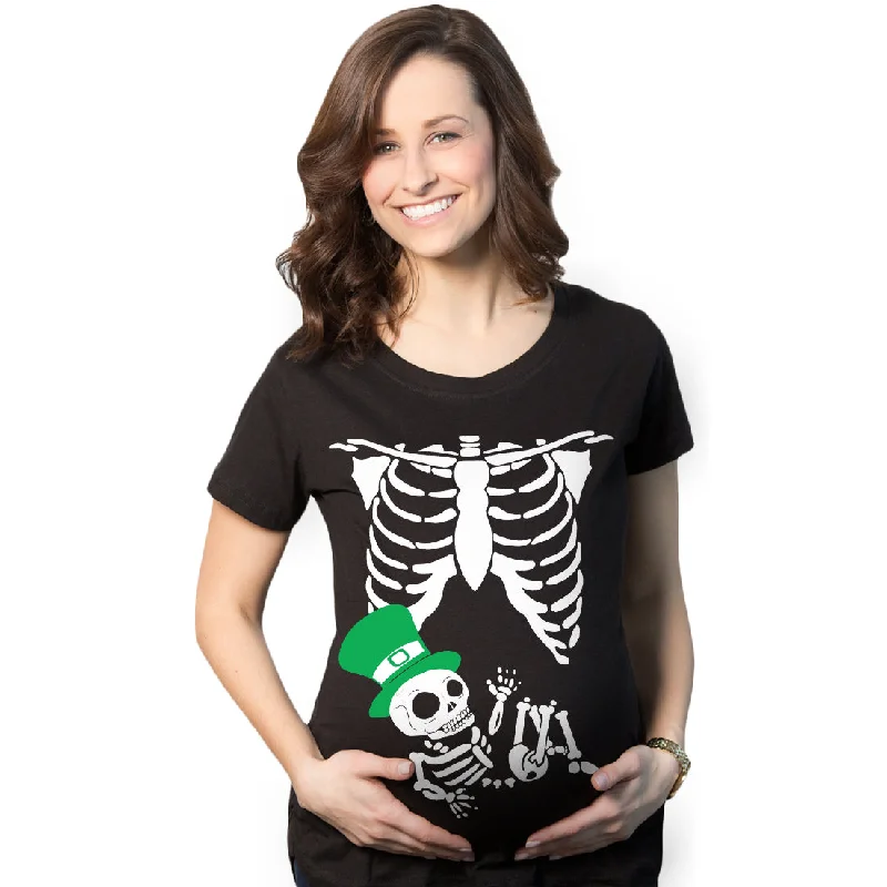 St. Patrick's Day Baby Skeleton Maternity T Shirt