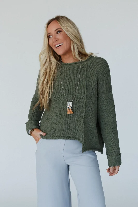 Rosie Asymmetrical Sweater - Olive