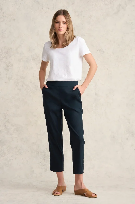 Curved Hem Linen Pant - Ink