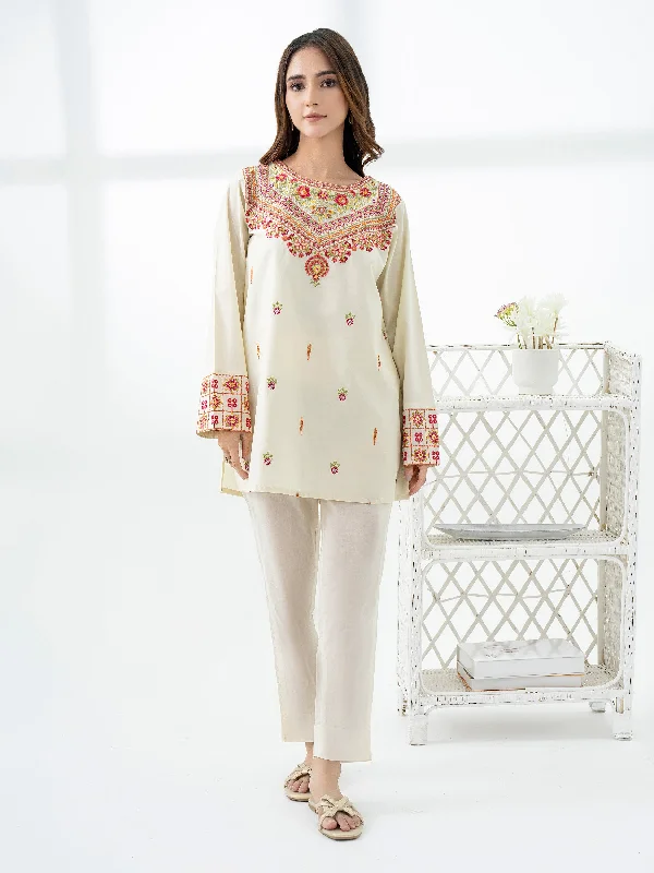 Cambric Kurti-Embroidered (Pret)