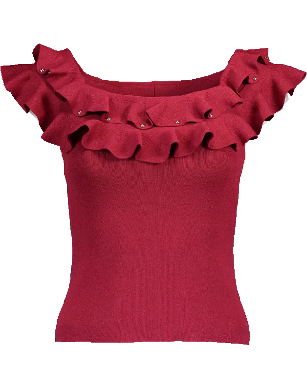 Slashed Ruffle Off Shoulder Top