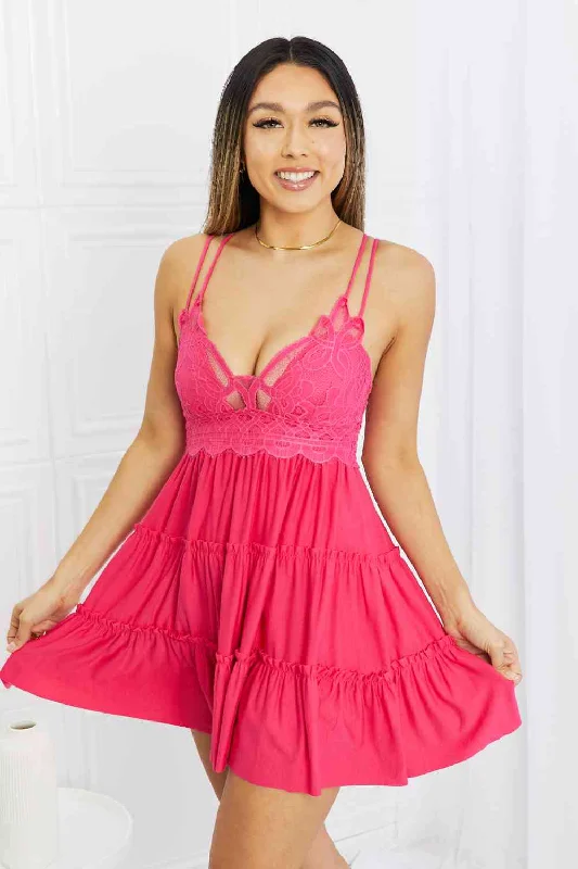 Zenana Cross My Heart Lace Cami in Deep Rose