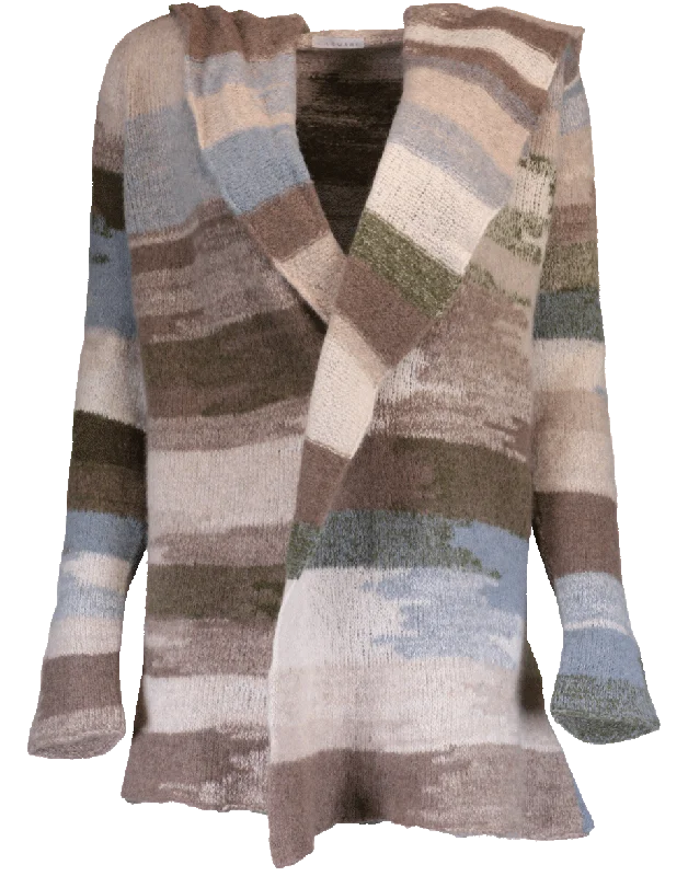 Abstract Stripe Open Cardigan