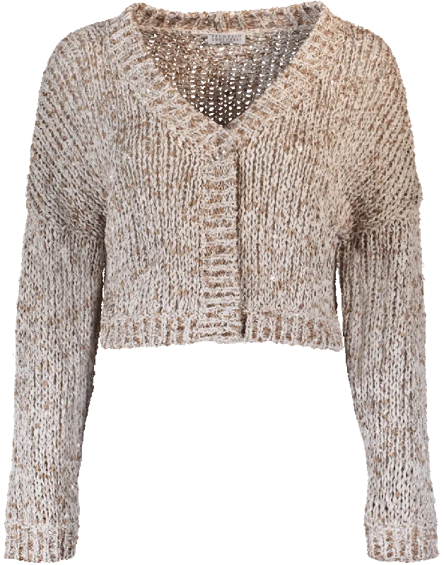 Cropped Blended Paillette Cardigan