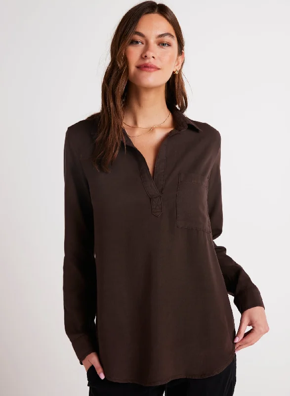 Long Sleeve Pullover Tunic - Chestnut Brown