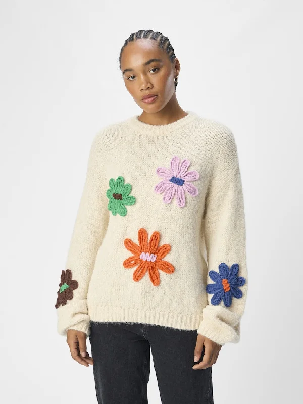 Lania Knit Jumper (Sandshell/Flowers)