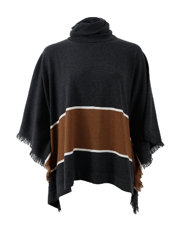 Color Block Poncho