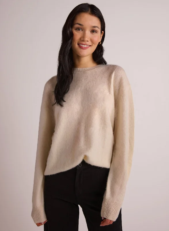 Cashmere  Fuzzy Crew Neck - Rich Ivory