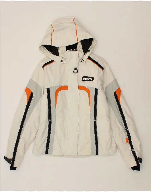 COLMAR Womens Hooded Windbreaker Jacket IT 46 Large White Colourblock