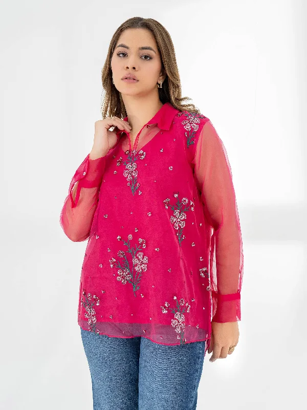 Embroidered Organza Top