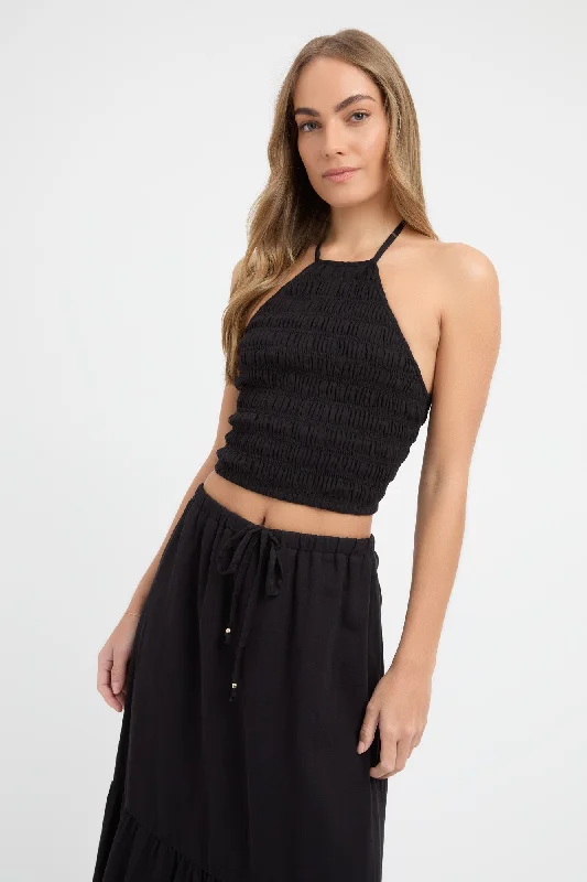 Georgette Shirred Halter