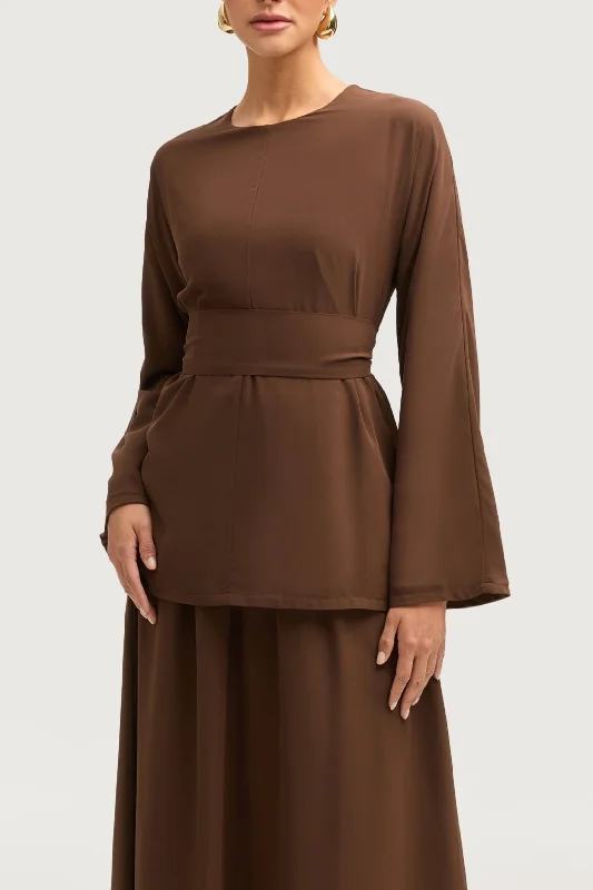 Nevene Chiffon Top - Espresso