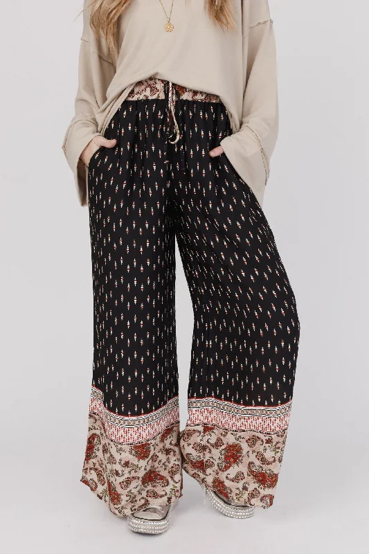 The Nest Nessie Wide Leg Drawstring Pant - Black