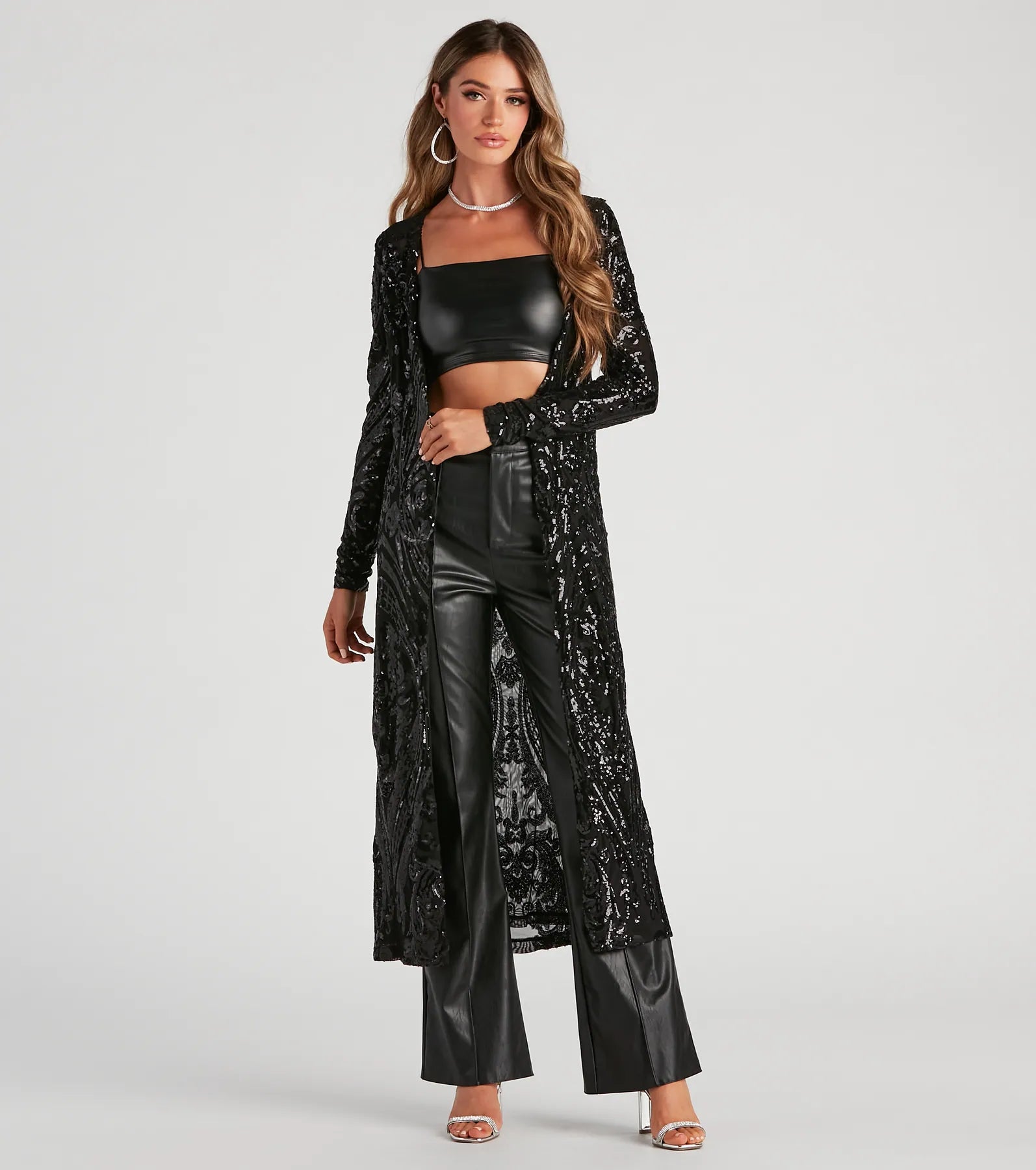 Dazzling Affair Sequin Mesh Duster