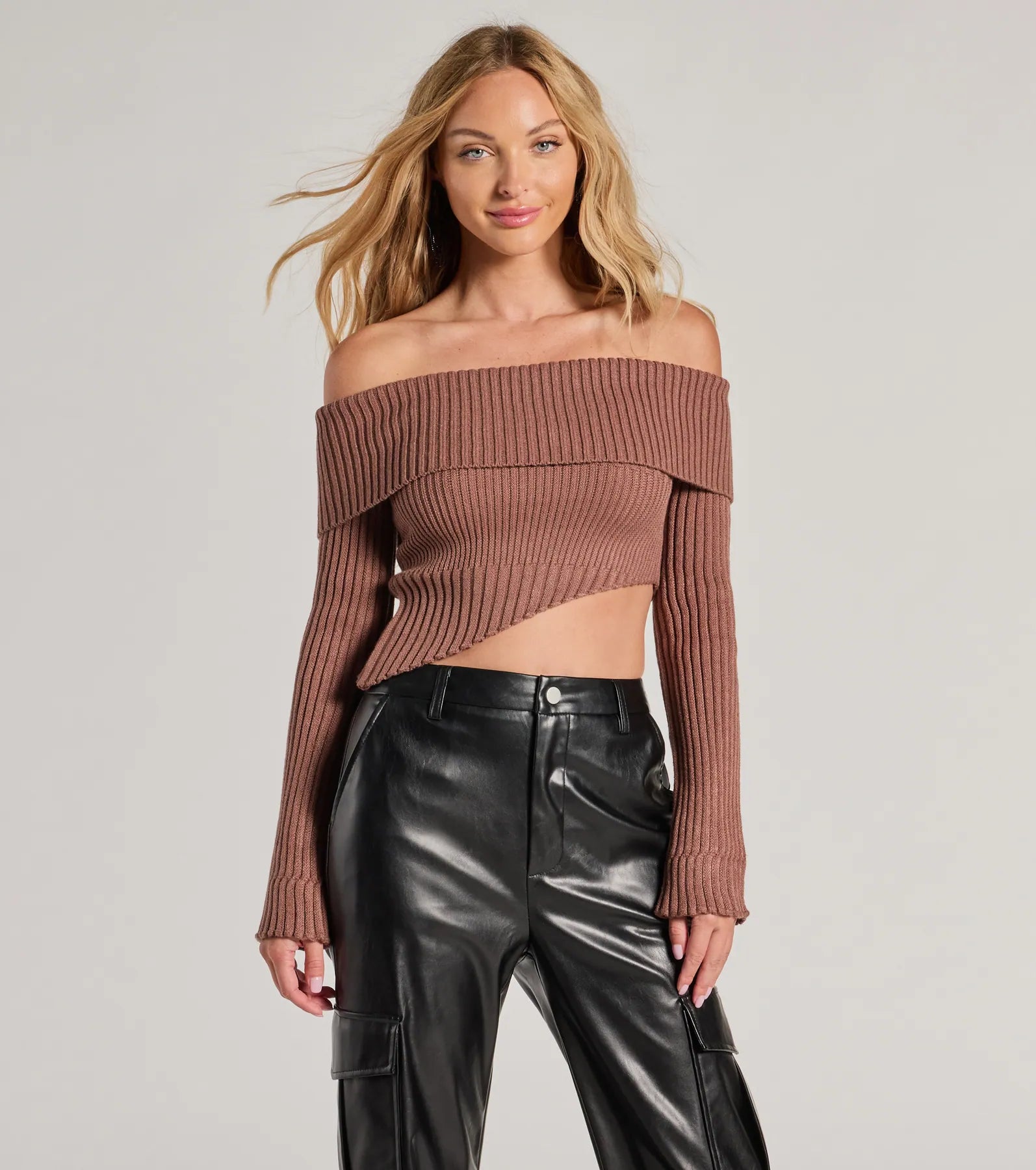 Always Got The Glam Off-The-Shoulder Asymmetrical Crop Top