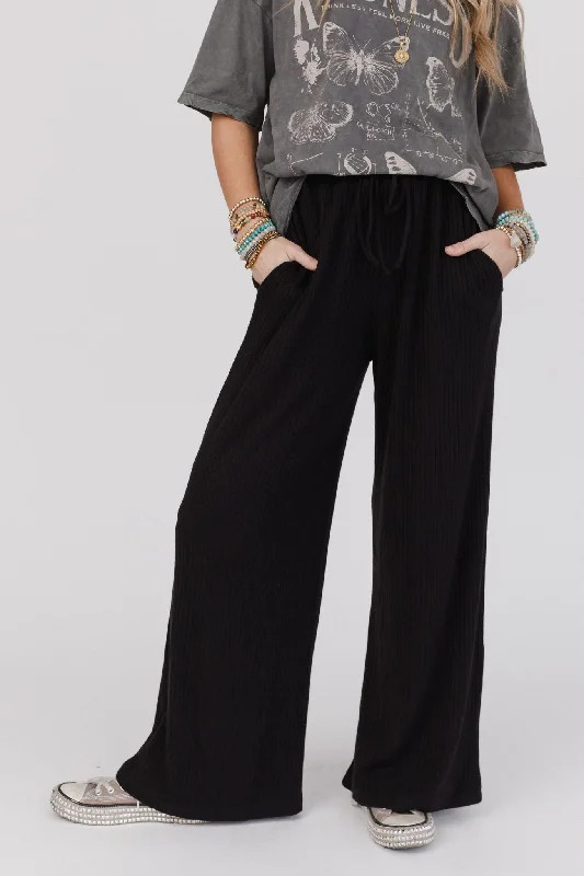 The Nest Sweet Retreat Drawstring Pants - Black