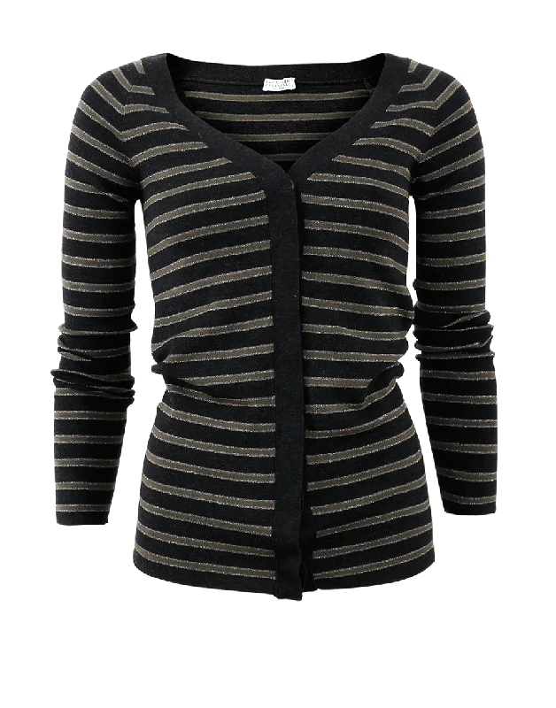 Off Shoulder Striped Cardigan