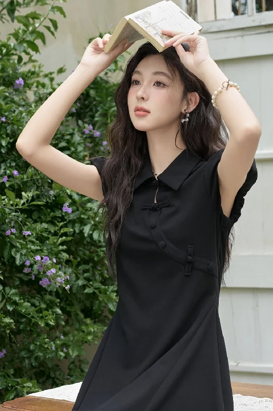 Women's Black Mini Dress with Short Sleeve