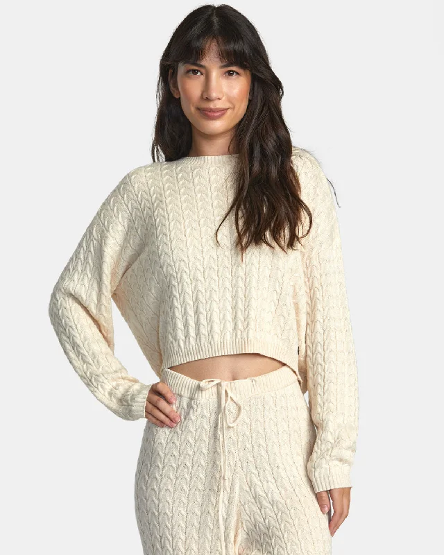 Soft Cable Cropped Sweater - Latte