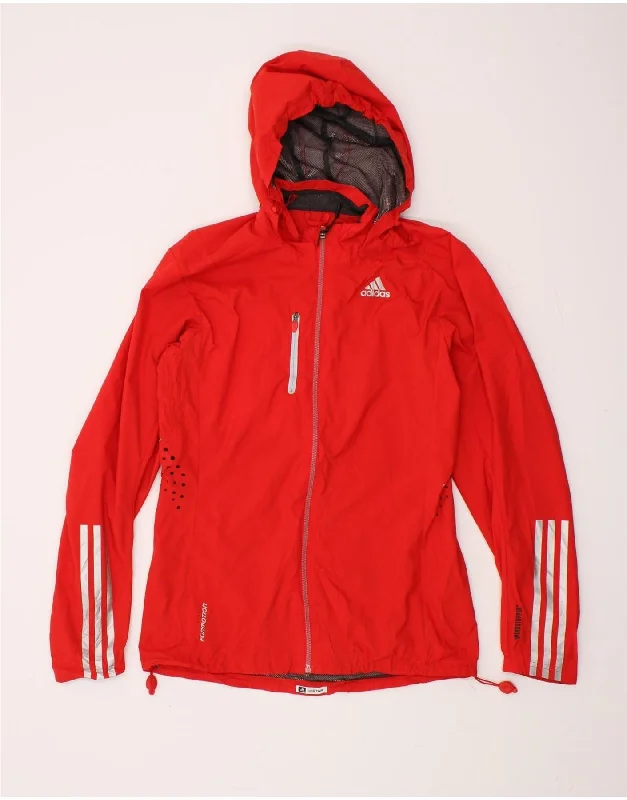 ADIDAS Womens Clima 365 Hooded Rain Jacket UK 10 Small Red Polyester