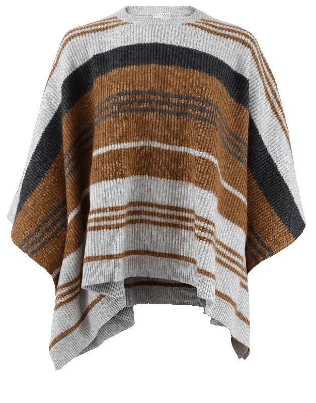 English Ribbed Striped Poncho