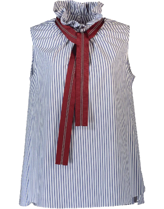 Striped Tank With Grosgrain And Monili Tie