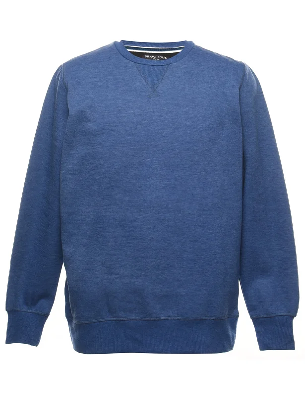 Navy Plain Round Neck Sweatshirt - XL