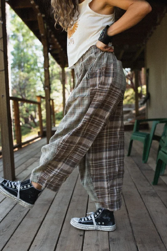 Mystic Plaid Wide Leg Pants - Brown