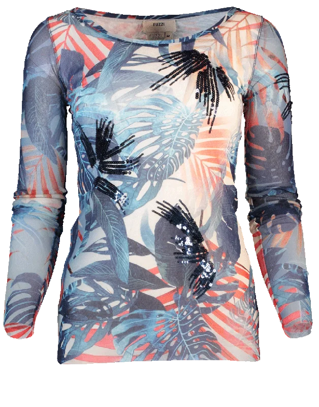 Palm Print Fitted Top