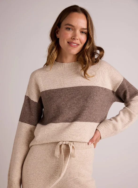 Slouchy Crew Neck Sweater - Oat & Fawn