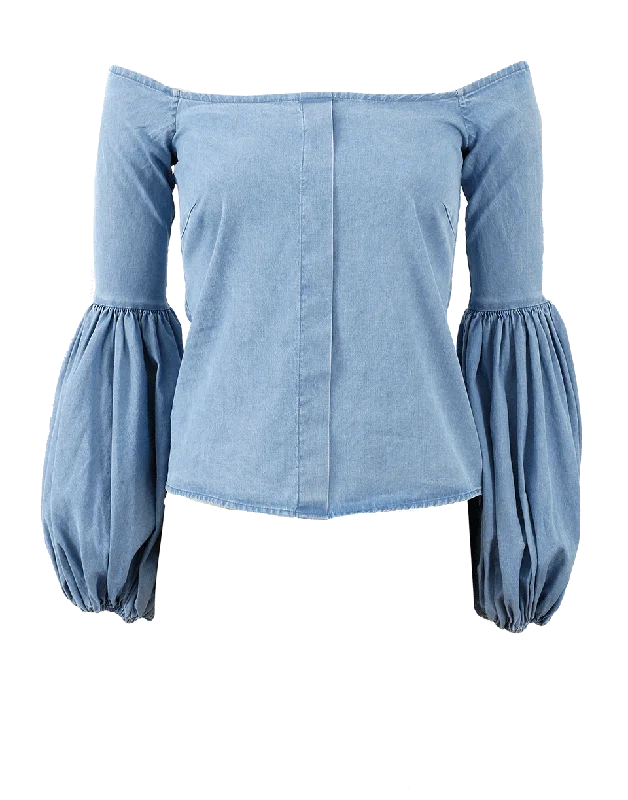 Gisele Off Shoulder Chambray Blouse