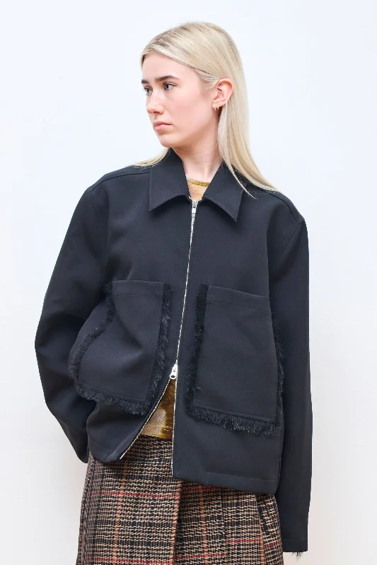 Zip Up Patch Pocket Jacket Black