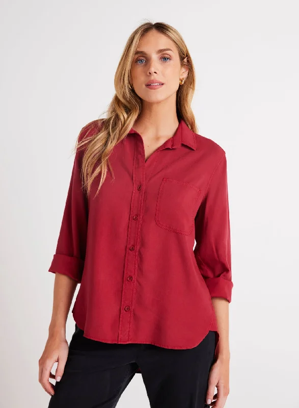 Shirt Tail Button Down - Ruby Red