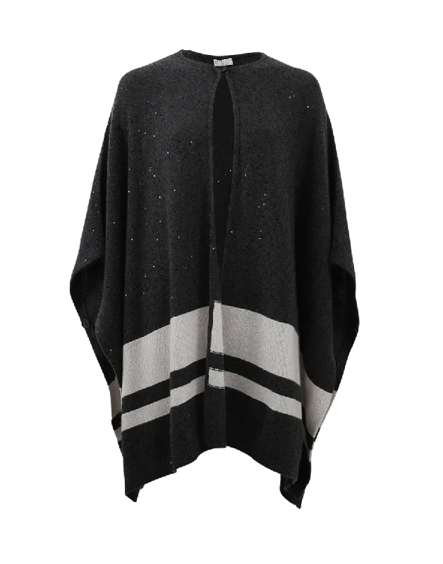 Paillette Striped Poncho