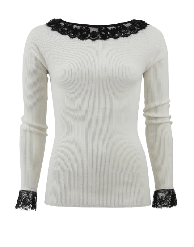 Lace Cuff Knit Top