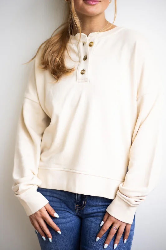 Carhartt Midweight French Terry Henley Sweatshirt for Women in Oatmeal | 106182-W26